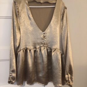 Ballon sleeve peplum blouse